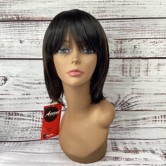 Accent Other - Rita Short Bob Wig F1B/30 Black & Brown w/ Bang Classic Cap Adjustable Synthetic